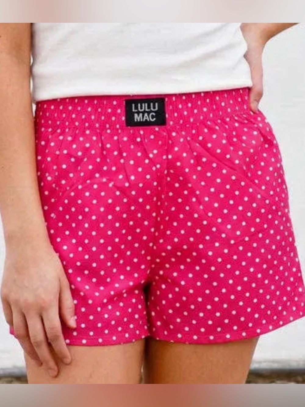 LULU MAC HOT PINK MINI POLKA DOT BOXER SHORTS